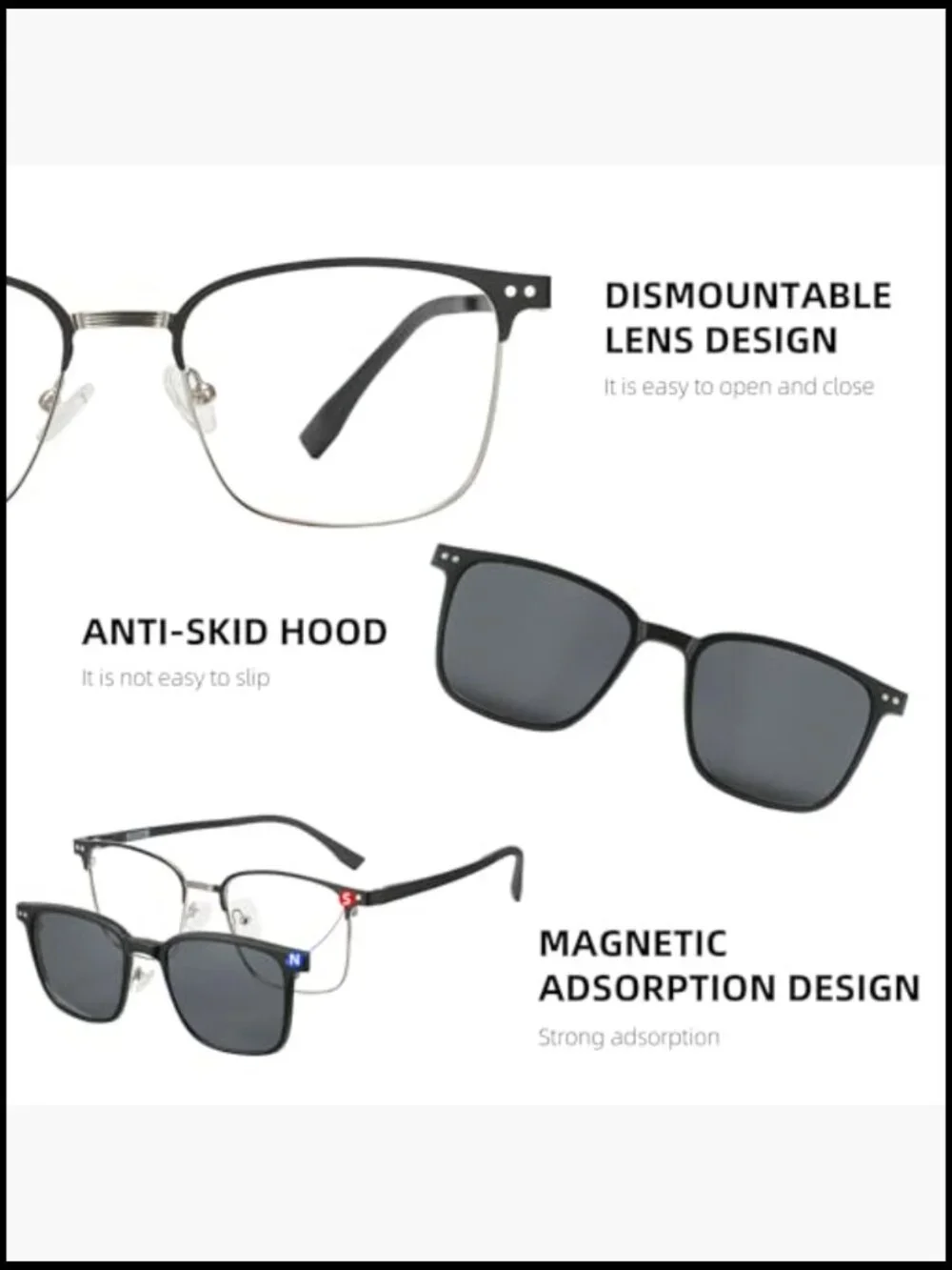 Magnetic Clip-On Sunglasses Polarized UV Protection Night Driving Fishing Golf